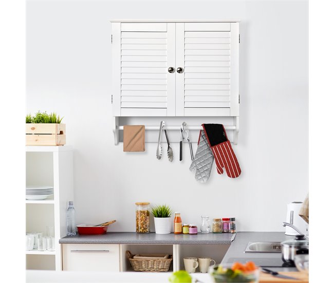 Armario Baño de Pared MDF kleankin, hogar - baño 60 Blanco
