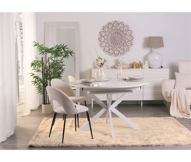 Mesa de comedor extensible redonda CINTHYA Blanco