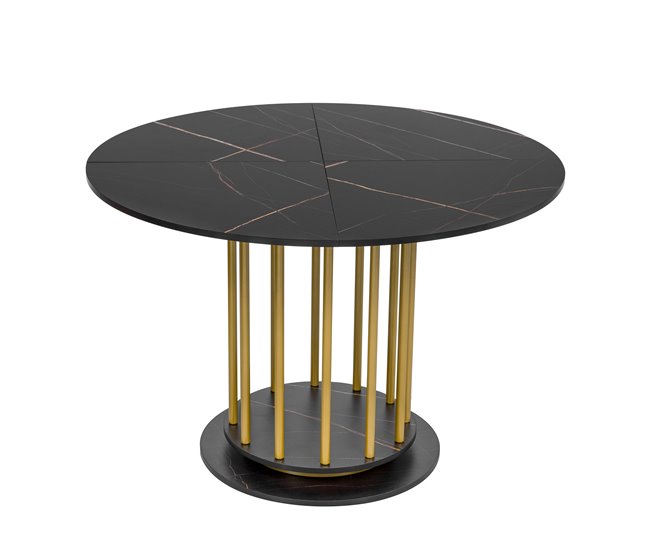 Conjunto mesa redonda mármol Negro