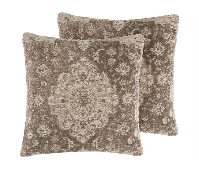 Beliani Cojín decorativo MIMISAL Marron Claro