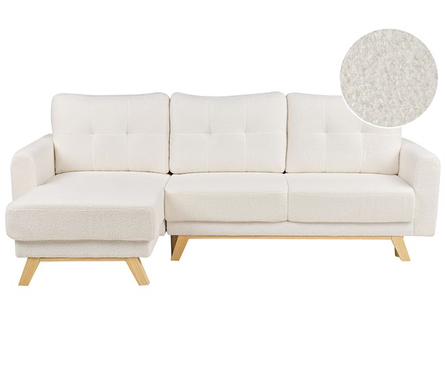Beliani Sofá esquinero Bouclé SIRO Blanco/ Beige