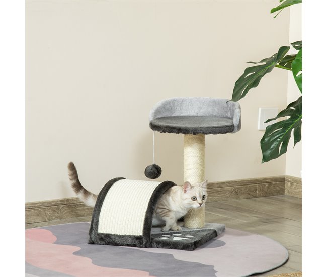 Árbol para Gatos Aglomerado de Madera, Sisal y Felpa PawHut Gris
