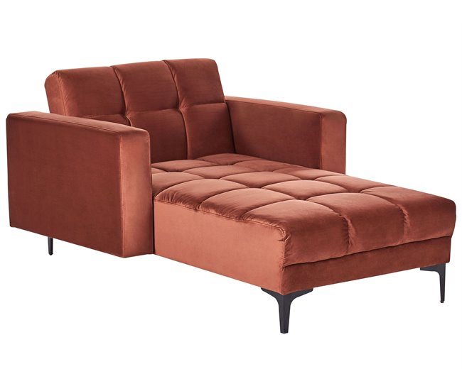 Beliani Chaise longue Terciopelo ALNES Rojo