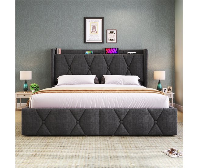 Camas de matrimonio 169x217 Gris