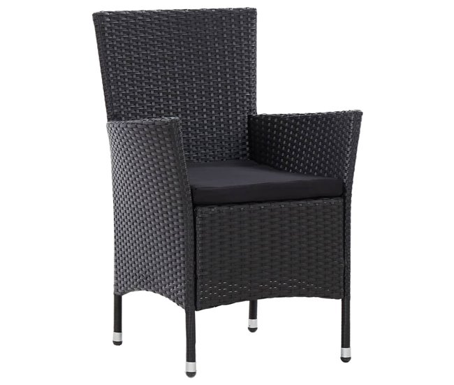 Set comedor de jardín cojines Negro