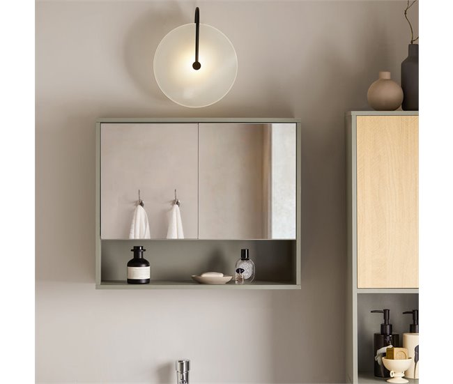 Armario de Pared con Espejo con 2 Puertas BZR134-NG SoBuy Gris