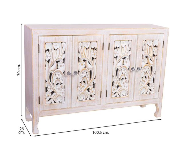 Aparador de madera de 4 puertas Blanco