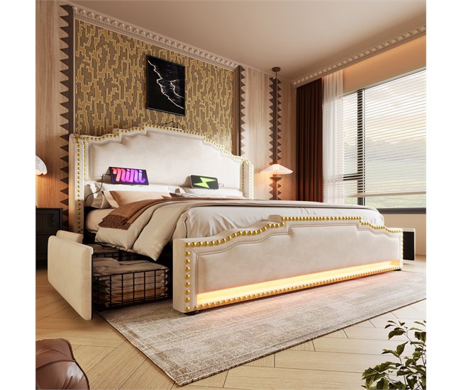 Camas de matrimonio 169x214 Beige