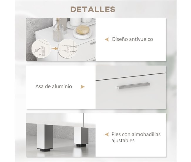 Mueble Auxiliar Baño Melamina de Madera kleankin Blanco