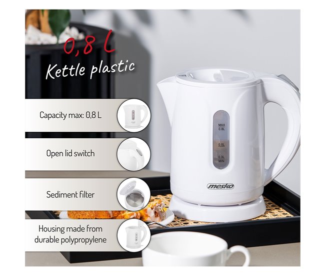 Hervidor de Agua Eléctrico Mesko MS1376 Blanco