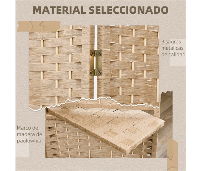 Biombo Fibra de Papel HOMCOM, hogar - decoración Marron