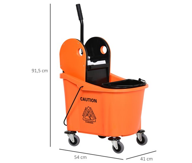 Cubo para Fregona Plástico PP, Metal HOMCOM Naranja
