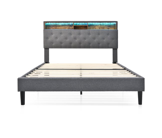 Cama de matrimonio de madera maciza Gris