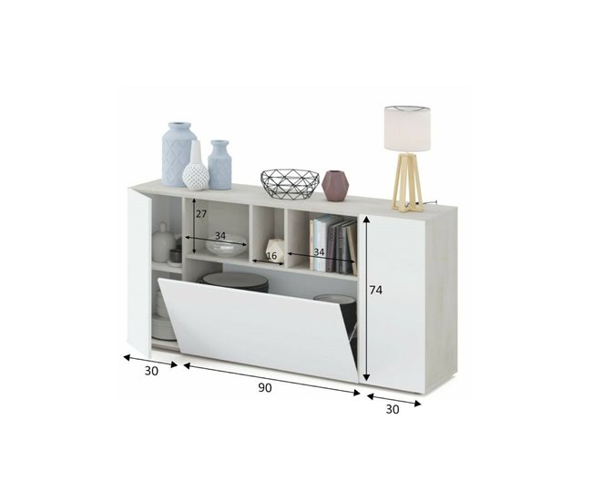 Aparador com efeito madeira 150 Blanco