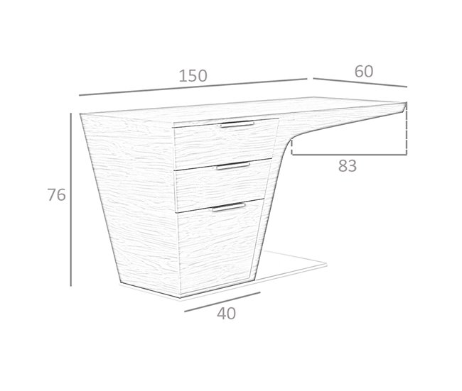 ANGEL CERDA Escritorio nogal y base acero cromado Nogal