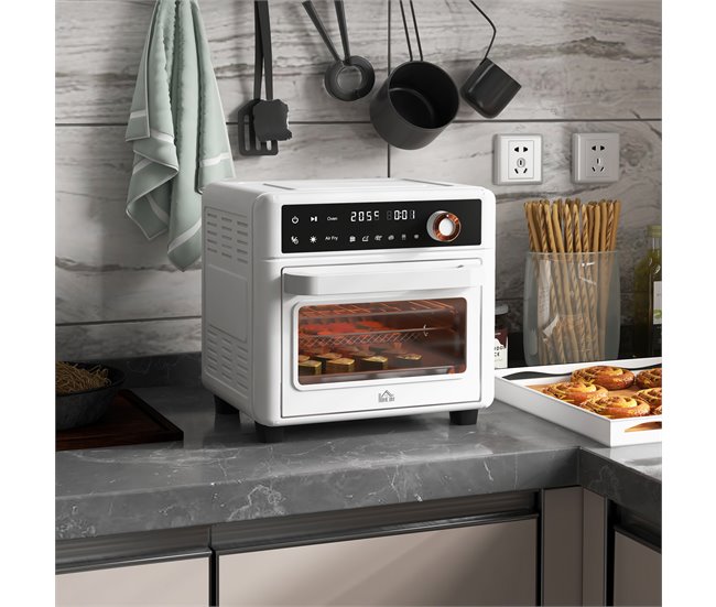 Horno Eléctrico Metal, Vidrio Templado HOMCOM, hogar - cocina Blanco