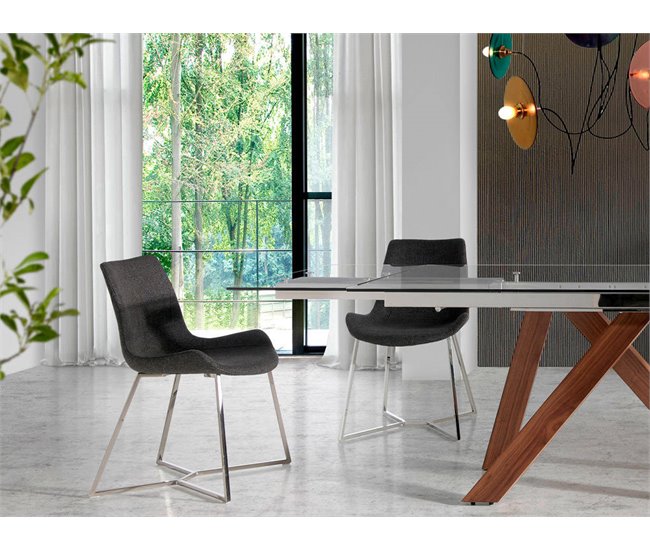 ANGEL CERDA Silla comedor tapizada tela gris Gris
