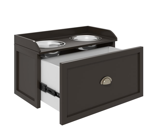 Comedero para Perros MDF, Acero Inoxidable PawHut Marron