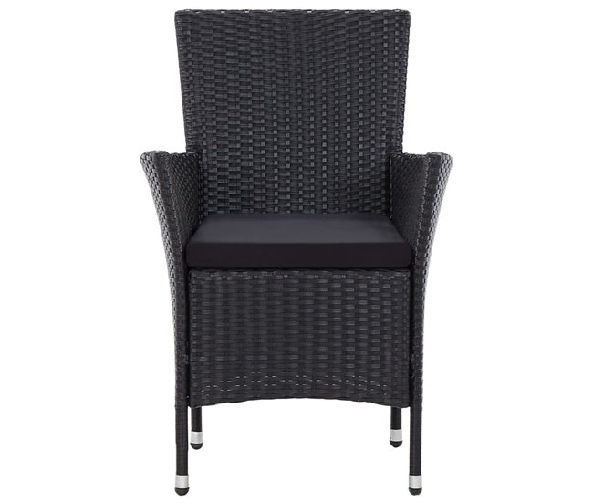 Set comedor de jardín cojines Negro
