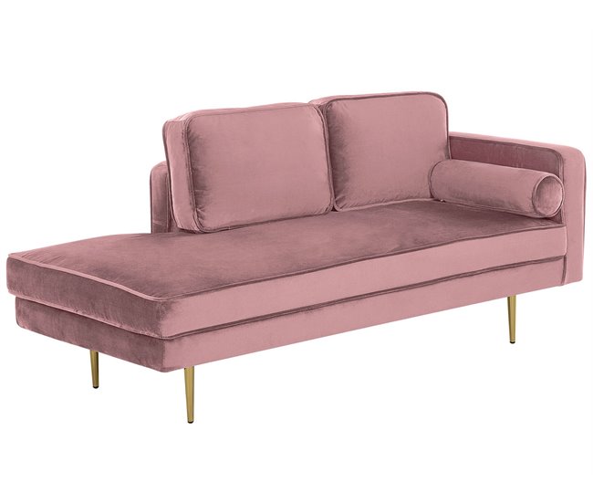 Beliani Chaise longue derecho Terciopelo MIRAMAS Azul Marino