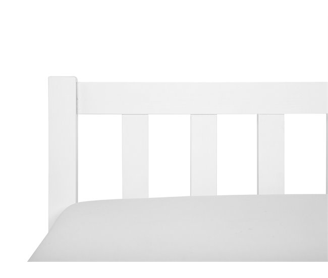 Beliani Cama con somier Madera de pino FLORAC Blanco