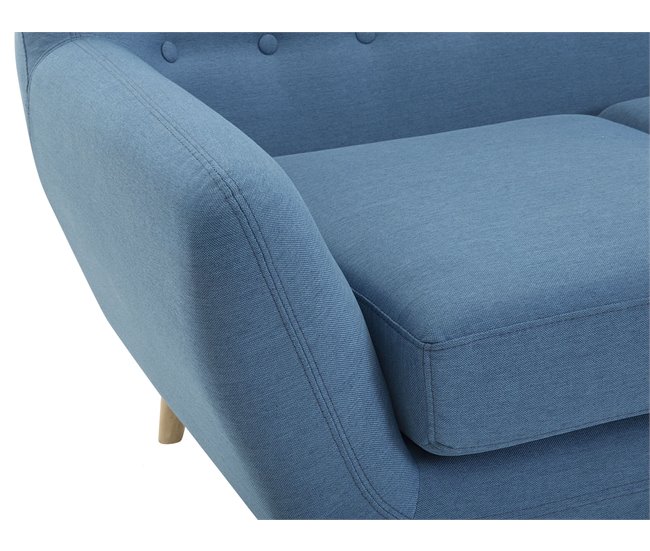 Beliani Sofá de 3 plazas Poliéster MOTALA Azul