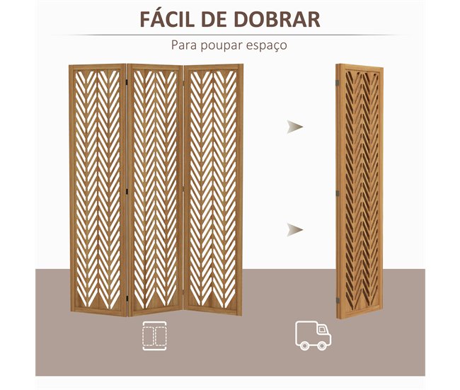 Biombo Madera de Paulownia HOMCOM, hogar - decoración Marron
