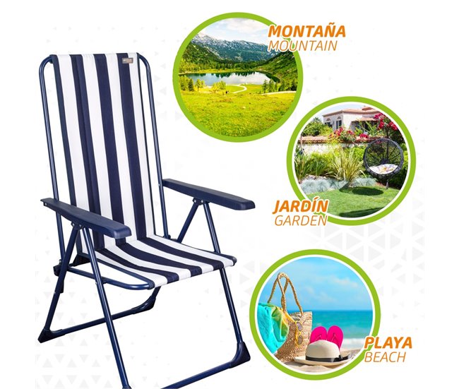 Silla plegable 5 posiciones marinera Aktive Garden Azul