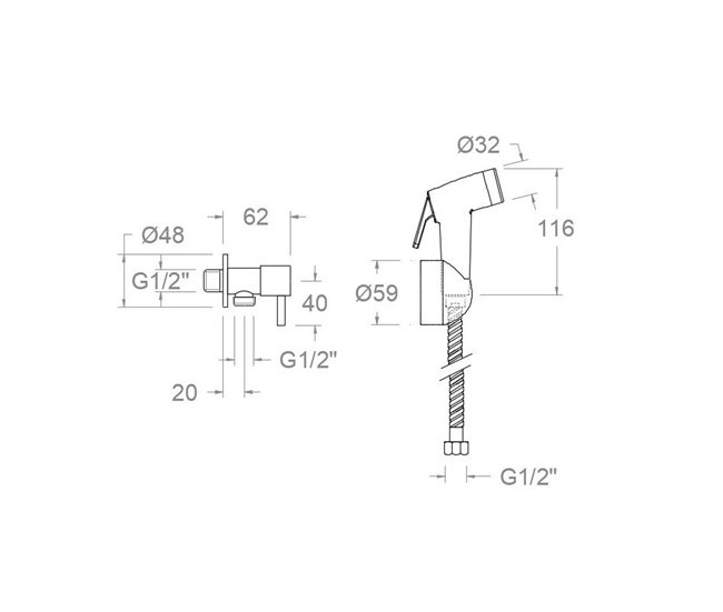 Grifo de Bidé con Llave de Paso 1 Agua con Accesorios Cromo