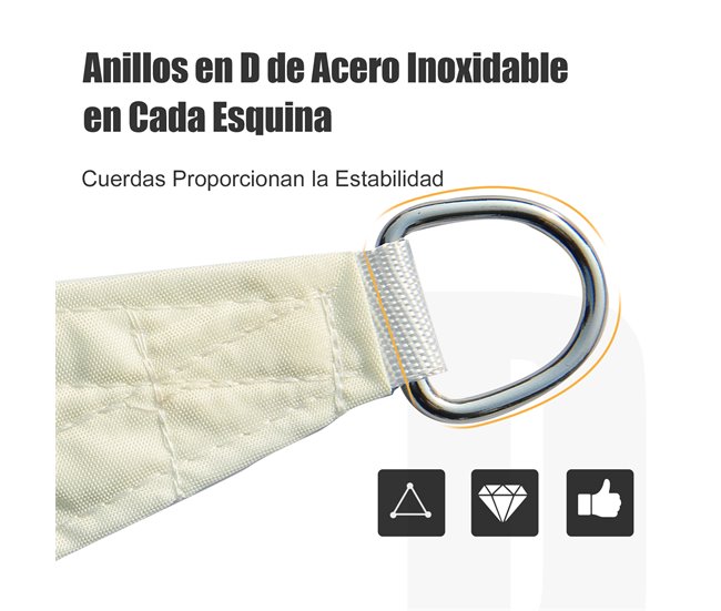 Toldo Vela Triangular Poliéster Outsunny 500x500 Beige