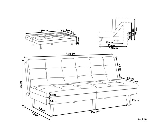 Beliani Sofá de 3 plazas Poliéster RONNE Azul Marino