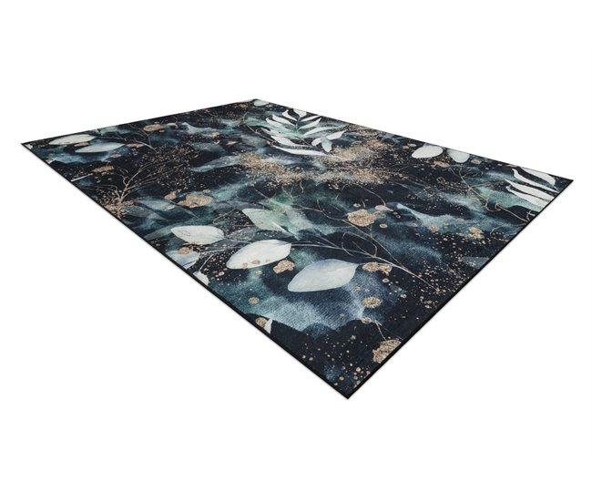 Alfombra lavable ANDRE 1336 Hojas 80x150 Azul/ Verde