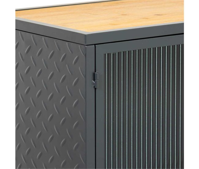 Aparador de vidrio, metal y madera 2 puertas Negro