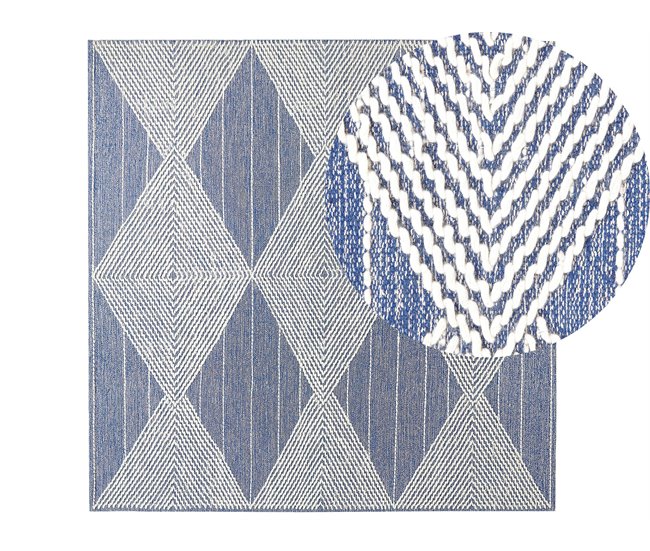 Beliani Alfombra de pelo corto DATCA 200x200 Azul