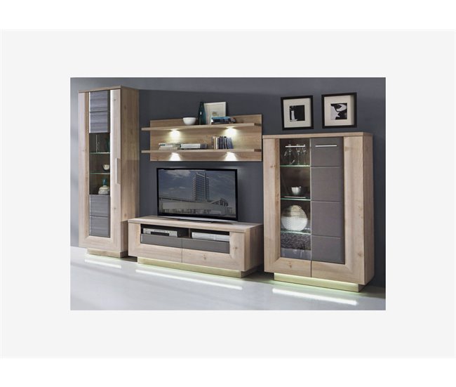 Mueble TV con 2 cajones ADAGIO roble y gris Roble Gris