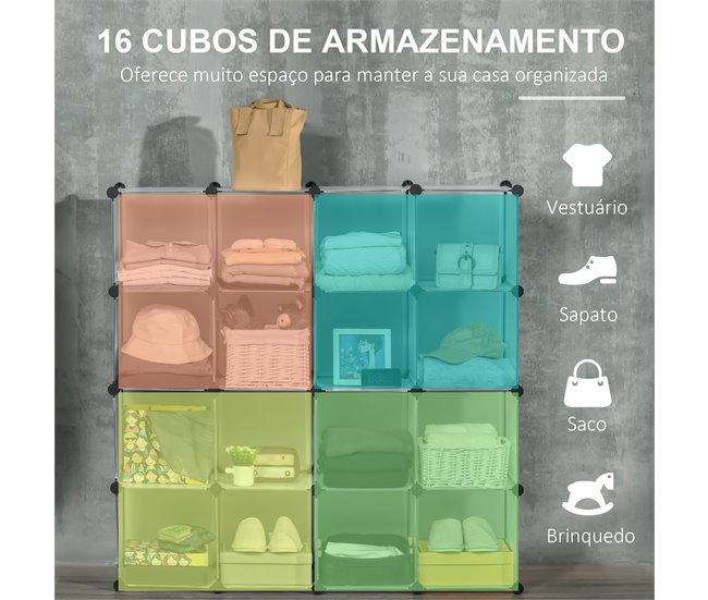 Armario Modular PP, Acero HOMCOM Transparente