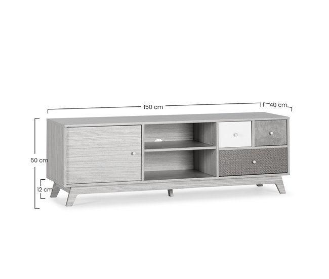 Mueble TV Maia 1 puerta y 3 cajones Multicolor
