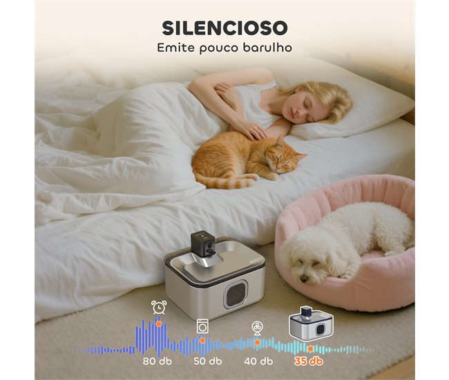 Fuente Agua Mascotas ABS, Acero Inoxidable PawHut Gris