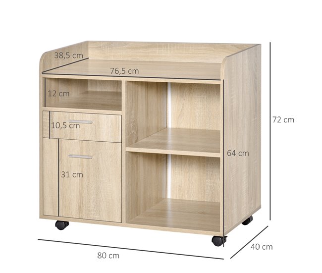 Armario para Impresora Melamina de Madera Vinsetto 80 Marron