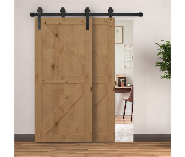 Juego de Herrajes para Puerta Corredera acero al carbono HOMCOM 200 Negro