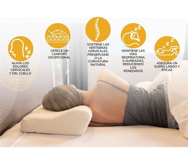 Almohada De Lujo Ergonómica Y Cervical De Espuma Con Memoria Blanco/ Beige