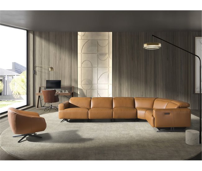 ANGEL CERDA Sillón giratorio piel marrón Marron