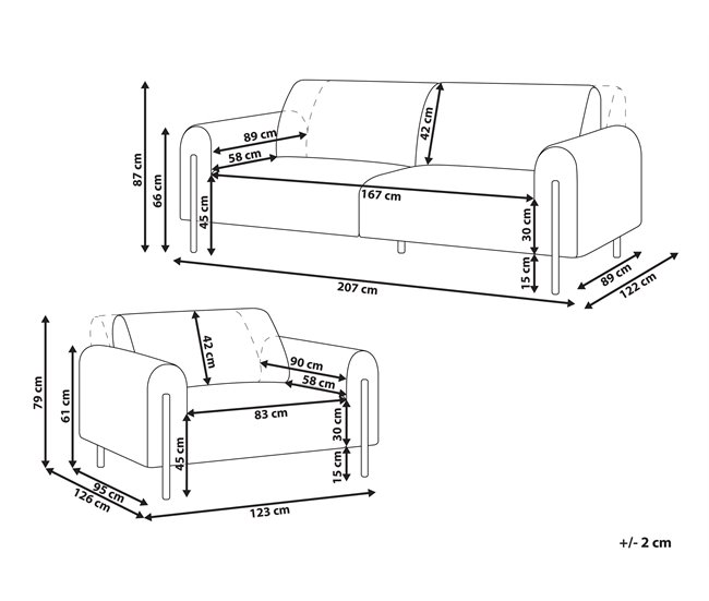 Beliani Conjunto de sofás ASKIM Dorado