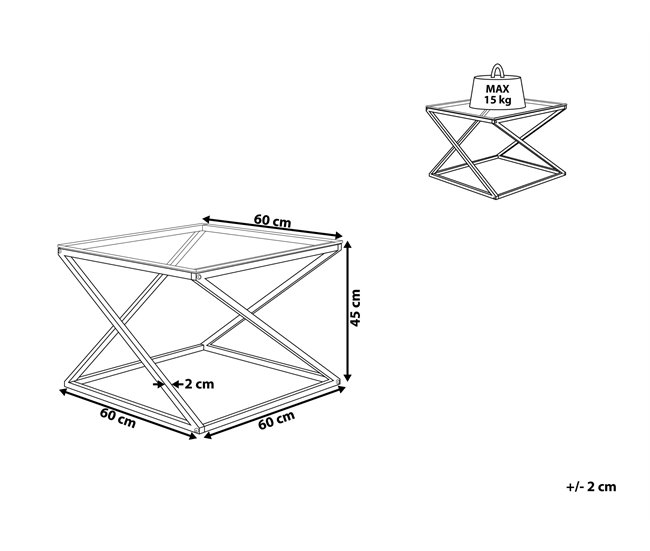 Beliani Mesa de centro BEVERLY 60x60 Gris