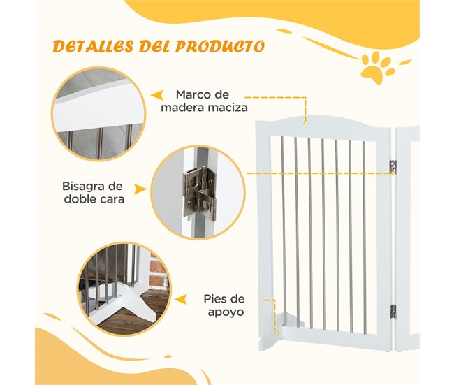 Barrera para Mascotas MDF, Acero PawHut Blanco