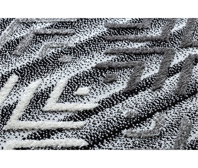 Alfombra MAROC P658 Copos de nieve Franjas Bereber marroquí 180x270 Negro