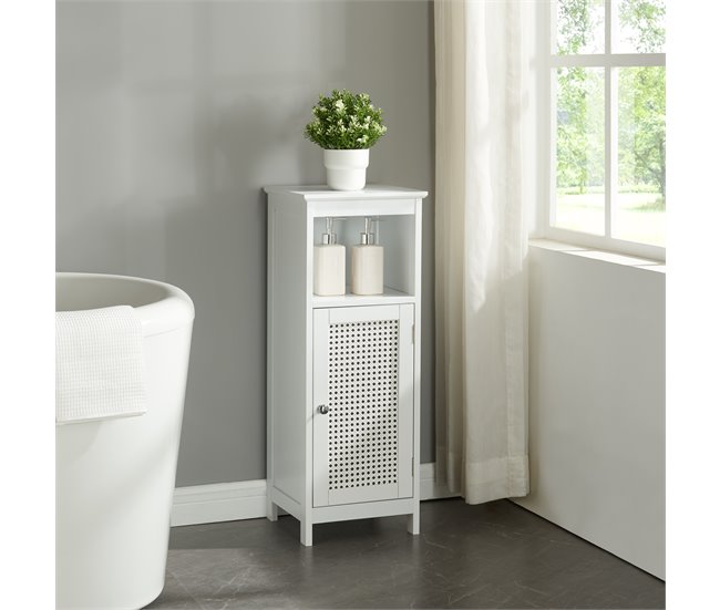 Mueble de baño Karlsøy con 1 puerta MDF ratán Blanco
