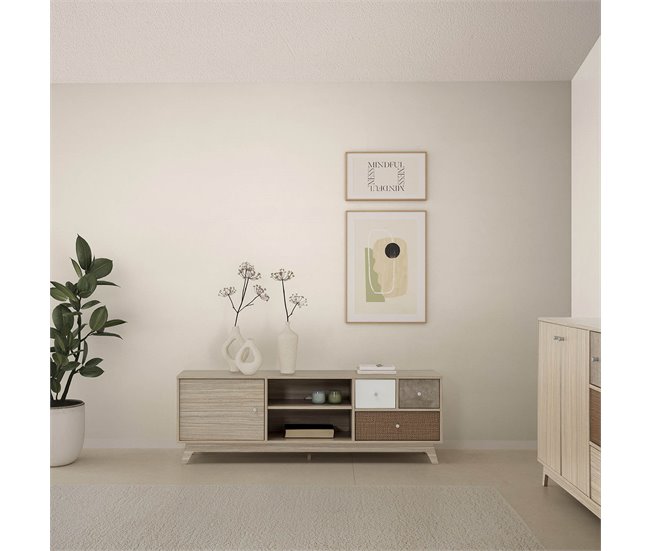 Mueble TV Maia 1 puerta y 3 cajones Multicolor