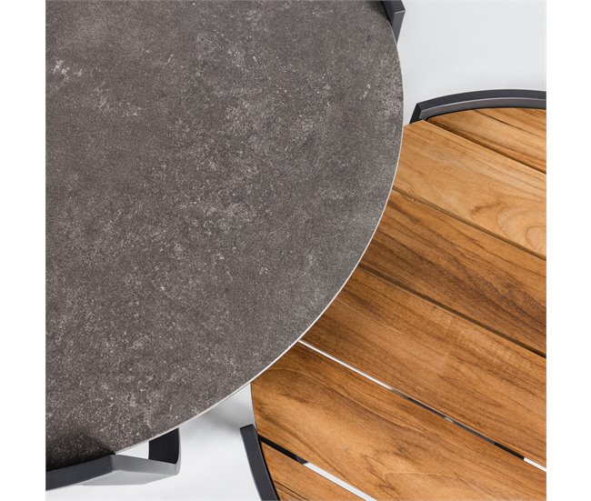 Set de jardín MÓNACO con mesa redonda y 3 sillones Gris