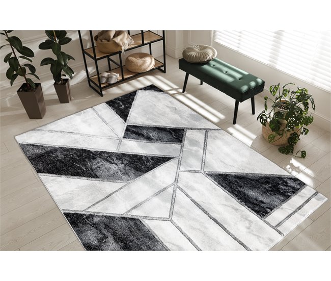 Alfombra EMERALD exclusivo 81953 glamour 180x270 Blanco/ Negro